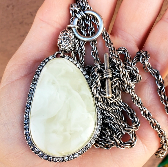 QVC Joan Rivers Gemstone Pendant Toggle Necklace. - Picture 5 of 16